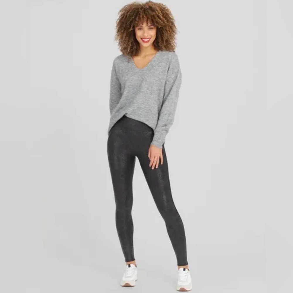 SPANX Women's Faux Leather Foiled Snake Leggings